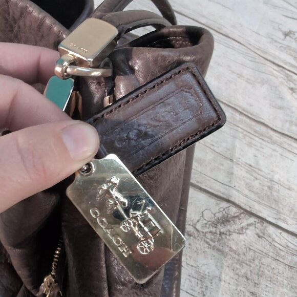 Coach Brown Pebbled Leather Double-Zip Shoulder Bag Madison Bag Women’s One Size - Picture 10 of 12